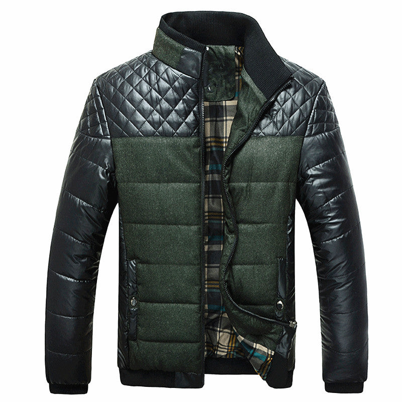 Herren Modische Steppjacke mit Kunstlederdetails Shop Nory
