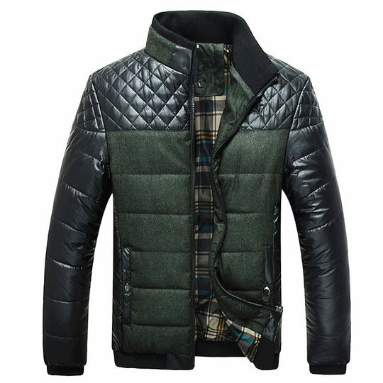Herren Modische Steppjacke mit Kunstlederdetails Shop Nory