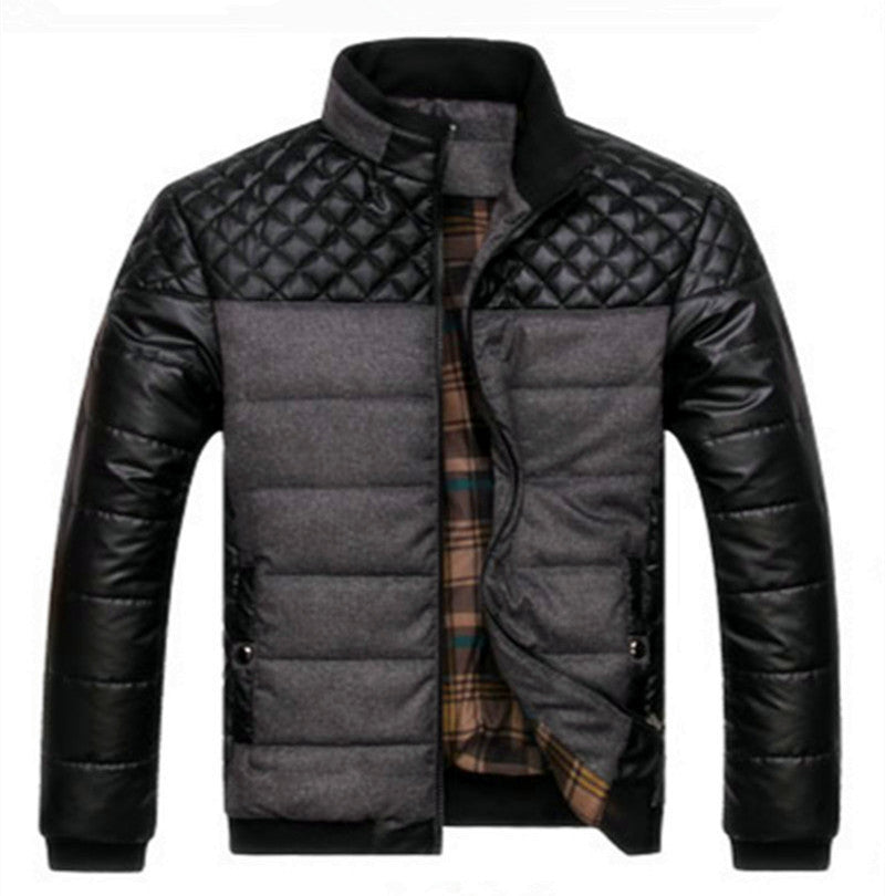 Herren Modische Steppjacke mit Kunstlederdetails Shop Nory