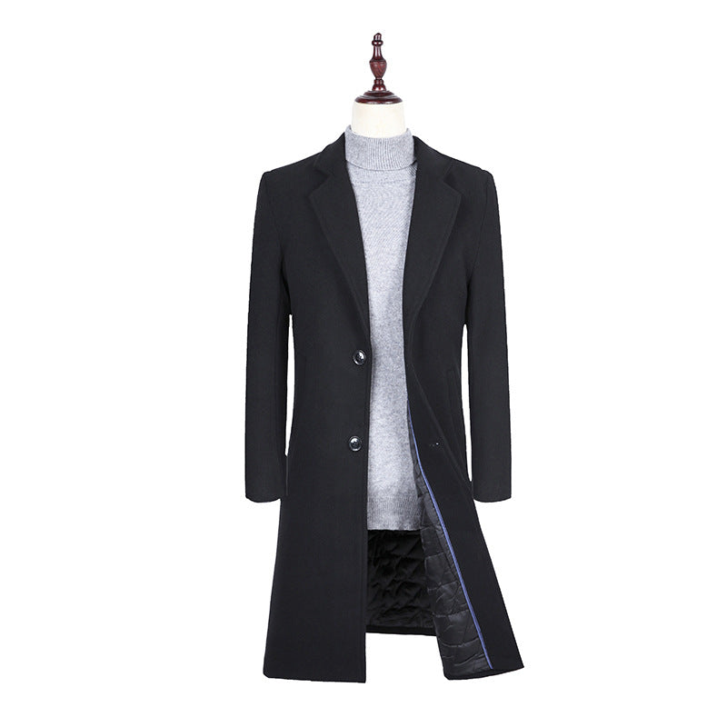 Herren Eleganter Einreihiger Wollmix-Mantel mit gesteppter Innenfütterung Shop Nory