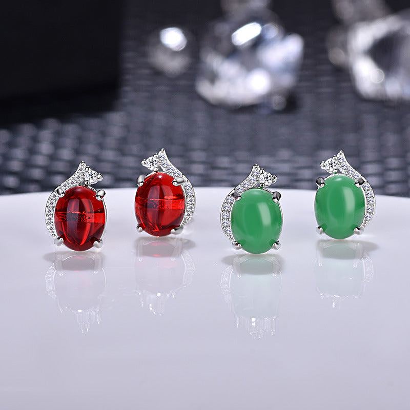 Damen Jadeschmuck Ohrstecker mit funkelnden Zirkonia Shop Nory