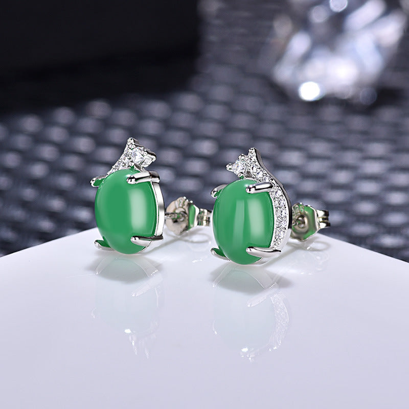 Damen Jadeschmuck Ohrstecker mit funkelnden Zirkonia Shop Nory