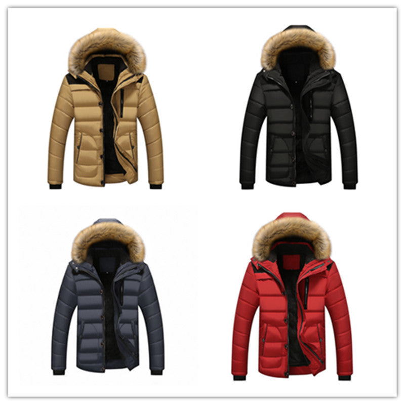 Herren Thermisch gefütterte Steppjacke mit abnehmbarer Kunstfellkapuze und Mehrfachtaschen Shop Nory
