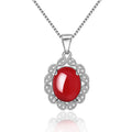 Damen Halskette mit rotem Edelstein und funkelnden Zirkonia Shop Nory