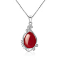 Damen exquisite Halskette mit rotem Edelstein und funkelnden Zirkonia Shop Nory