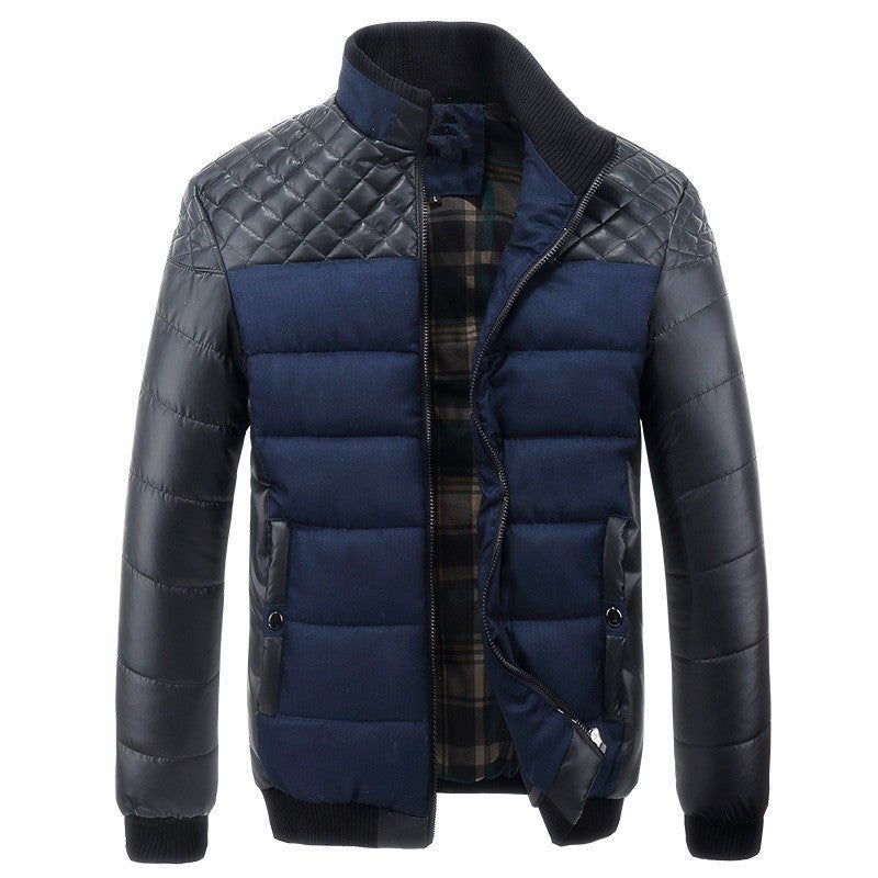 Herren Modische Steppjacke mit Kunstlederdetails Shop Nory