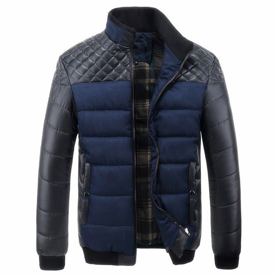 Herren Modische Steppjacke mit Kunstlederdetails Shop Nory