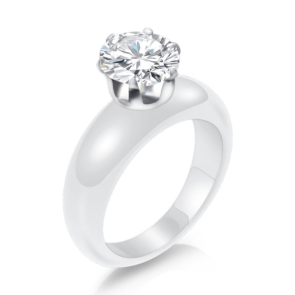 Damen Ring mit modernem schwarzen Design und elegantem funkelndem Kristall Shop Nory