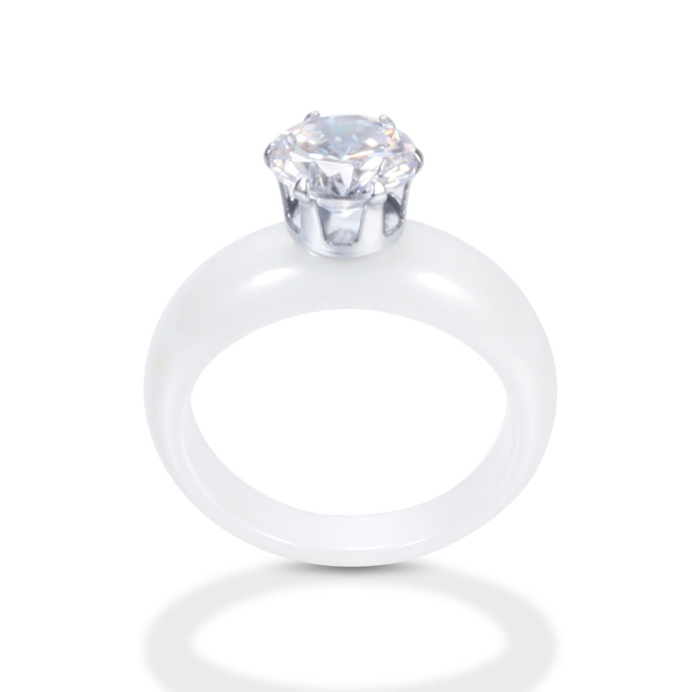 Damen Ring mit modernem schwarzen Design und elegantem funkelndem Kristall Shop Nory