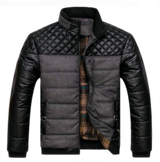 Herren Modische Steppjacke mit Kunstlederdetails Shop Nory