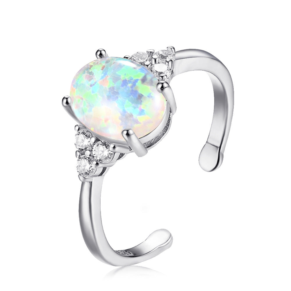 Damen Ring mit schimmerndem Opal und funkelnden Zirkonia-Details Shop Nory