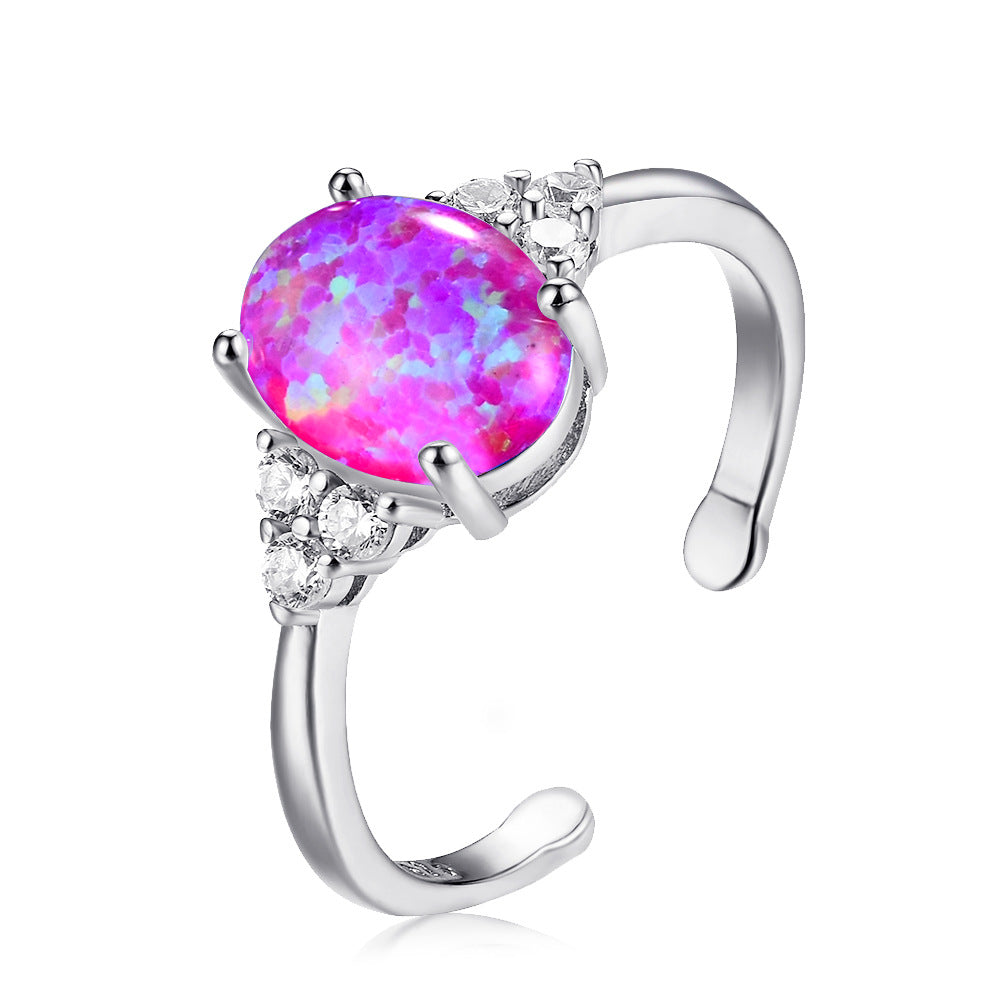 Damen Ring mit schimmerndem Opal und funkelnden Zirkonia-Details Shop Nory