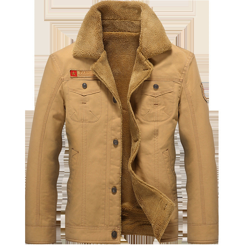 Herren Canvas-Truckerjacke mit Sherpa-Innenfutter und Utility-Taschen Shop Nory