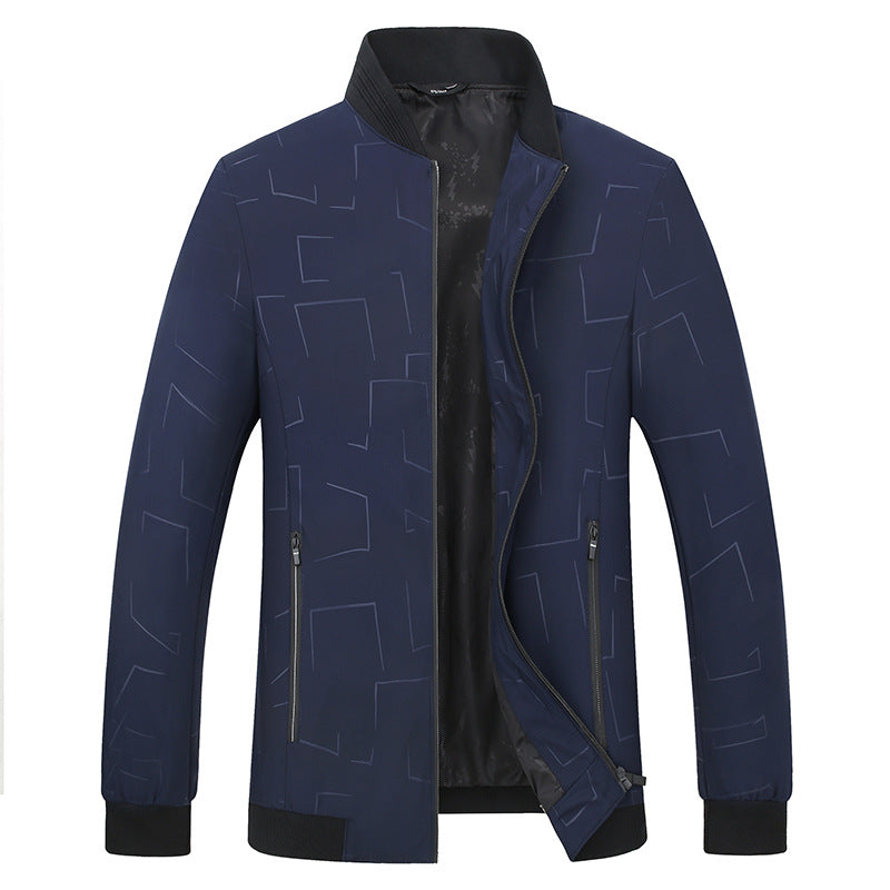 Herren Leichte Bomberjacke mit geometrischem Print, wasserabweisender Oberfläche und Rippbündchen Shop Nory