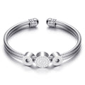 Damen Offenes Armreif aus hochwertigem Edelstahl mit funkelnden Zirkonia Shop Nory