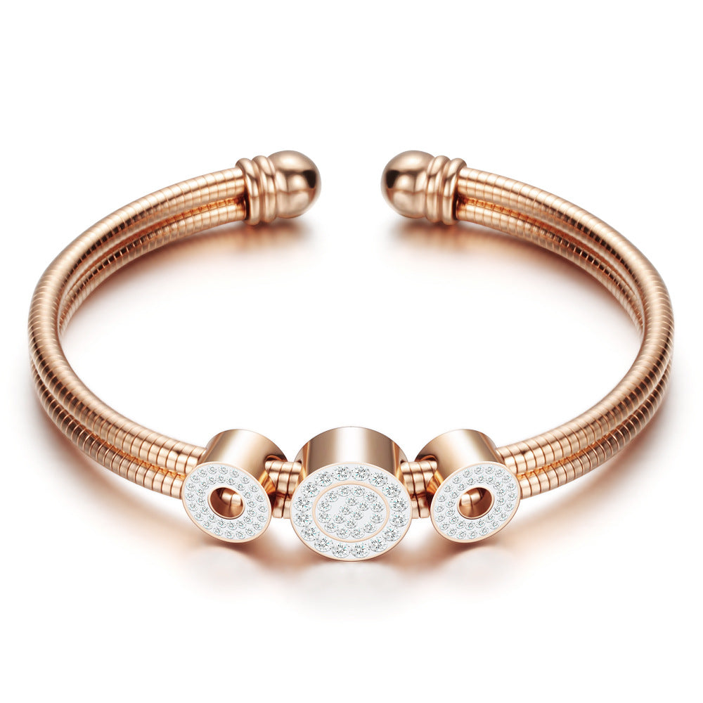 Damen Offenes Armreif aus hochwertigem Edelstahl mit funkelnden Zirkonia Shop Nory