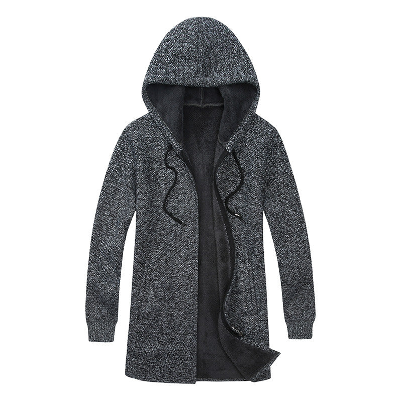 Herren Kapuzen-Strickmantel mit weichem Teddyfutter und offenem Schnitt Shop Nory