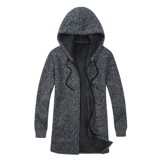 Herren Kapuzen-Strickmantel mit weichem Teddyfutter und offenem Schnitt Shop Nory