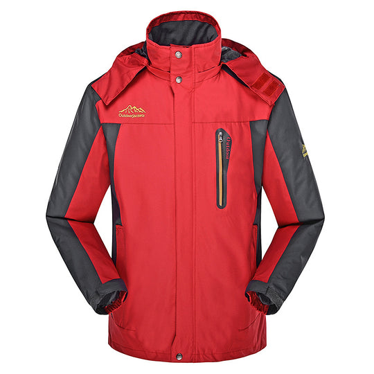 Herren dreilagige Softshell-Outdoorjacke mit abnehmbarer Kapuze und verschweißten Nähten Shop Nory