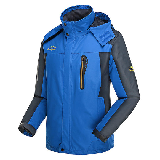 Herren dreilagige Softshell-Outdoorjacke mit abnehmbarer Kapuze und verschweißten Nähten Shop Nory