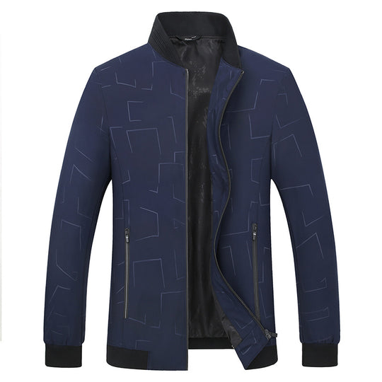 Herren Leichte Bomberjacke mit geometrischem Print, wasserabweisender Oberfläche und Rippbündchen Shop Nory