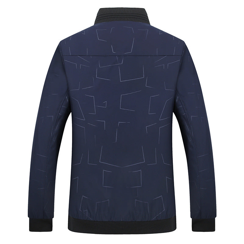 Herren Leichte Bomberjacke mit geometrischem Print, wasserabweisender Oberfläche und Rippbündchen Shop Nory
