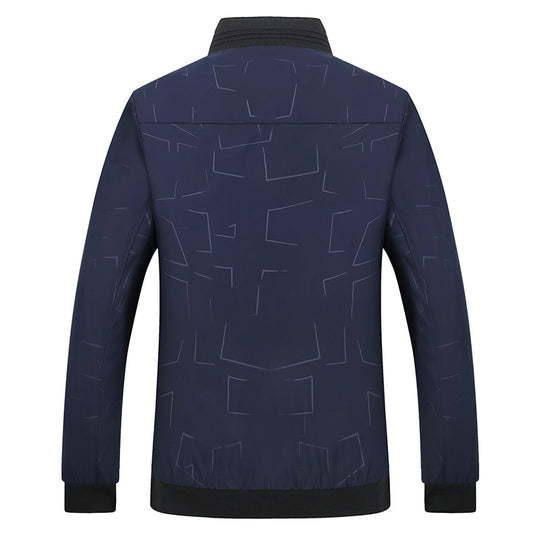 Herren Leichte Bomberjacke mit geometrischem Print, wasserabweisender Oberfläche und Rippbündchen Shop Nory