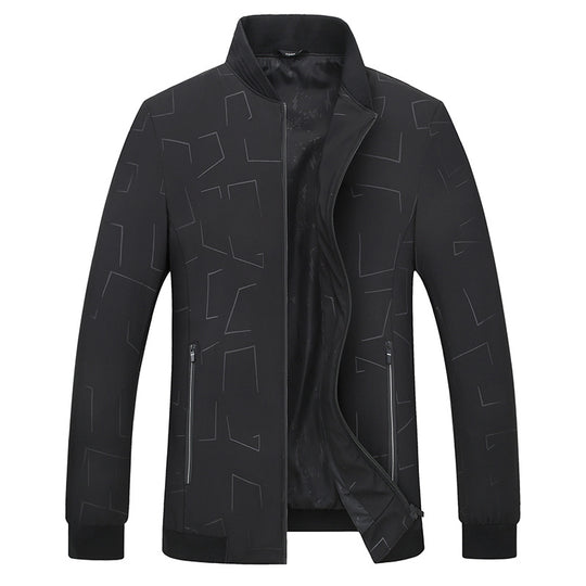 Herren Leichte Bomberjacke mit geometrischem Print, wasserabweisender Oberfläche und Rippbündchen Shop Nory