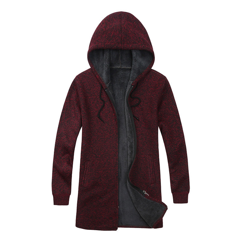 Herren Kapuzen-Strickmantel mit weichem Teddyfutter und offenem Schnitt Shop Nory