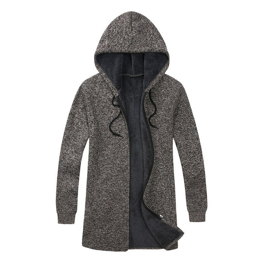 Herren Kapuzen-Strickmantel mit weichem Teddyfutter und offenem Schnitt Shop Nory