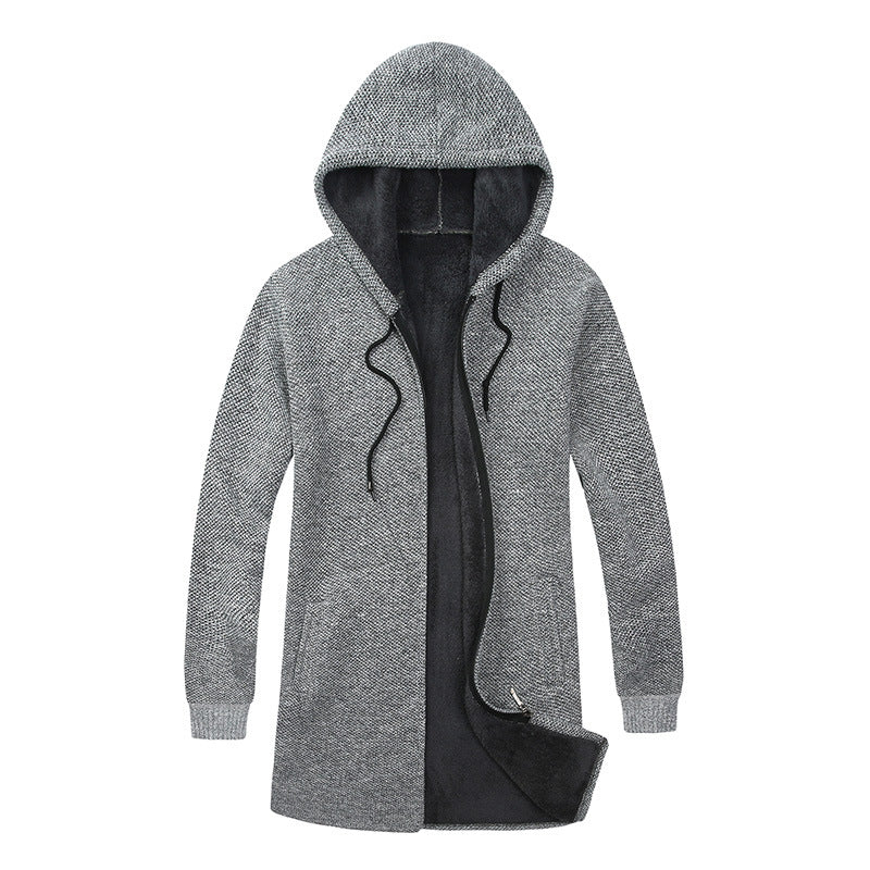 Herren Kapuzen-Strickmantel mit weichem Teddyfutter und offenem Schnitt Shop Nory