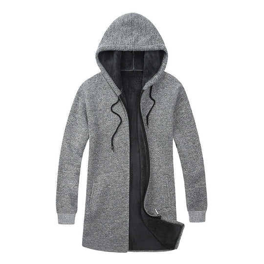 Herren Kapuzen-Strickmantel mit weichem Teddyfutter und offenem Schnitt Shop Nory