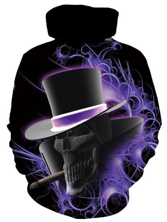 Herren Kapuzenpullover mit fotorealistischem 3D-Skull-Print, Kronen- & Kettenmotiv Shop Nory