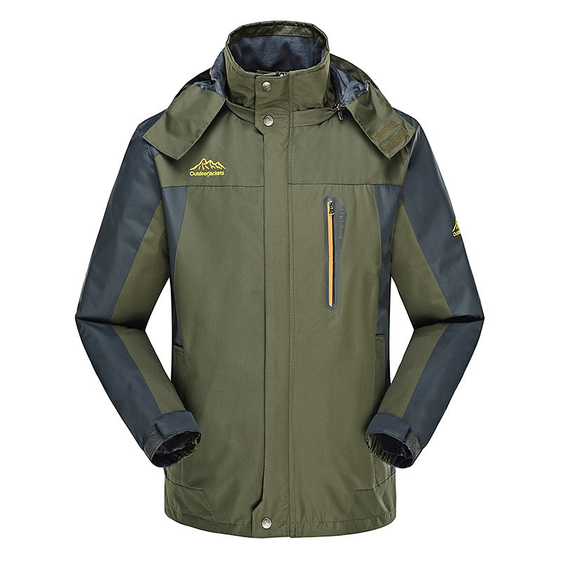 Herren dreilagige Softshell-Outdoorjacke mit abnehmbarer Kapuze und verschweißten Nähten Shop Nory