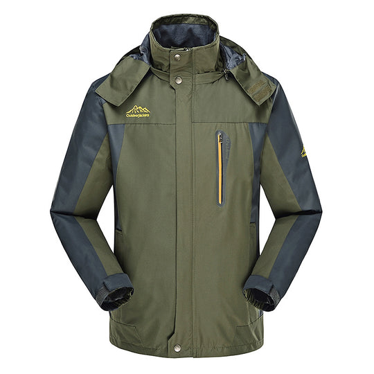 Herren dreilagige Softshell-Outdoorjacke mit abnehmbarer Kapuze und verschweißten Nähten Shop Nory