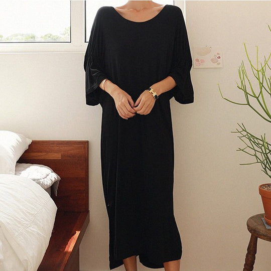 Damen Maxikleid mit tiefem V-Rücken, Twist-Detail und fließender Oversize-Silhouette Shop Nory