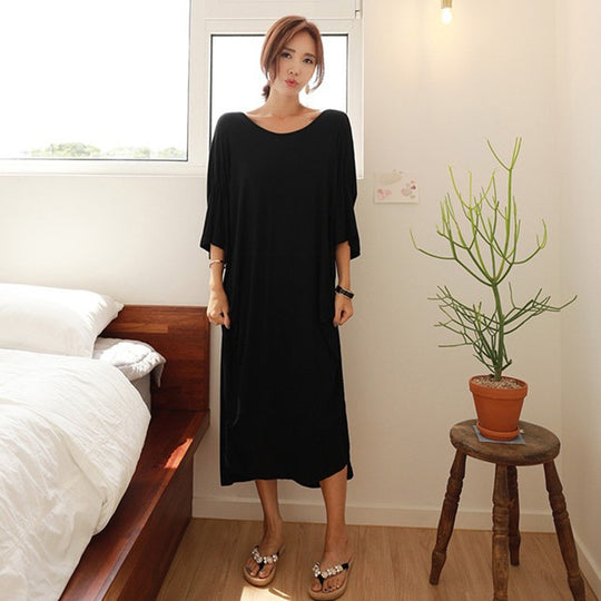 Damen Maxikleid mit tiefem V-Rücken, Twist-Detail und fließender Oversize-Silhouette Shop Nory