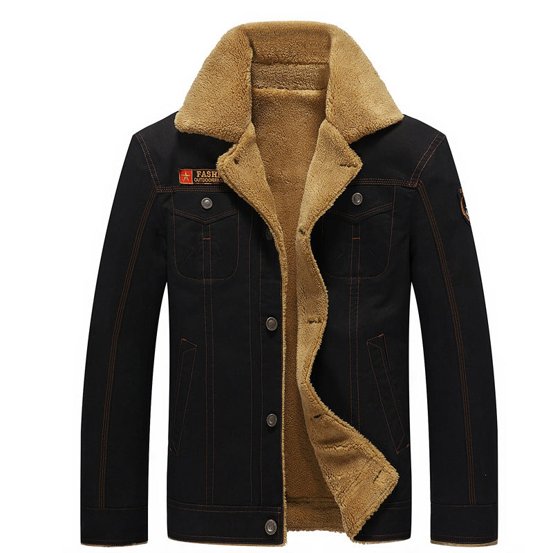 Herren Canvas-Truckerjacke mit Sherpa-Innenfutter und Utility-Taschen Shop Nory