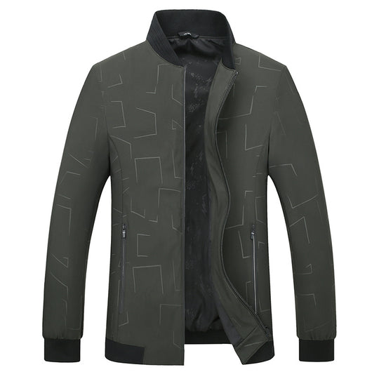 Herren Leichte Bomberjacke mit geometrischem Print, wasserabweisender Oberfläche und Rippbündchen Shop Nory