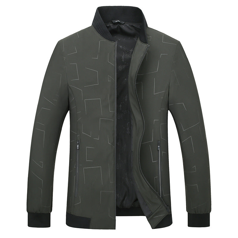 Herren Leichte Bomberjacke mit geometrischem Print, wasserabweisender Oberfläche und Rippbündchen Shop Nory