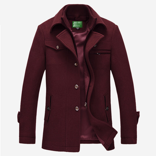 Herren Wollmix-Kurzmantel mit integrierter gesteppter Innenjacke und Hemdkragen Shop Nory