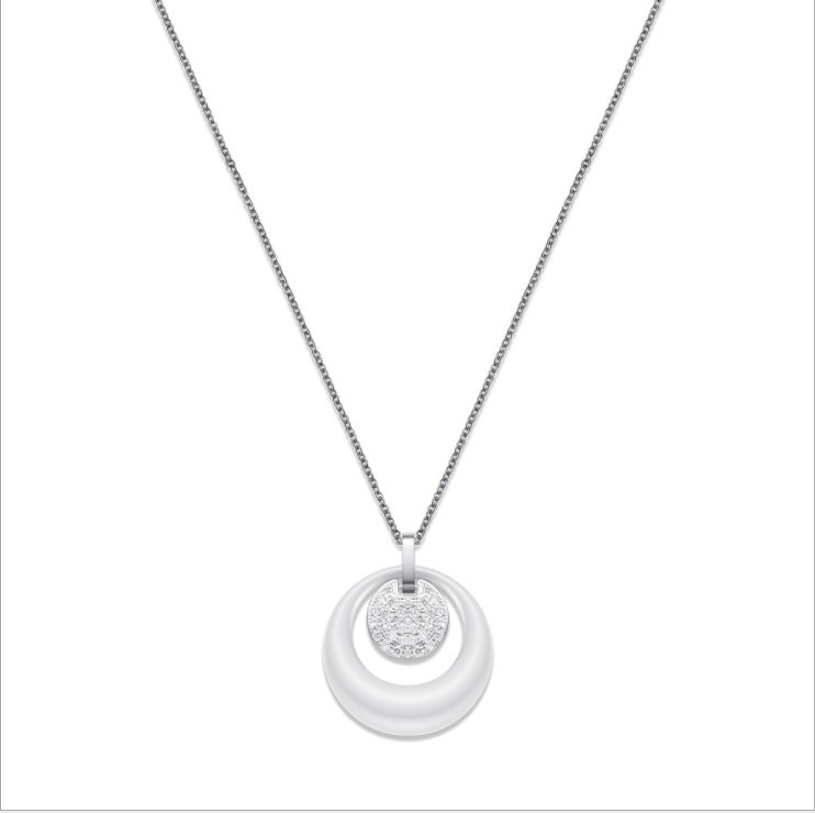 Damen Halskette mit modernem doppeltem Anhänger und elegantem Metallfinish Shop Nory