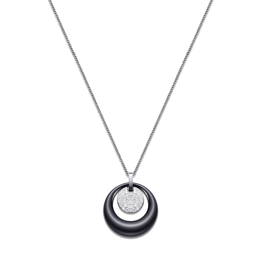 Damen Halskette mit modernem doppeltem Anhänger und elegantem Metallfinish Shop Nory