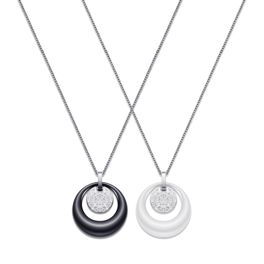 Damen Halskette mit modernem doppeltem Anhänger und elegantem Metallfinish Shop Nory
