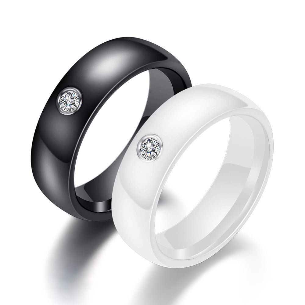 Herren Ring mit elegantem schwarz-matten Design und funkelndem Zirkonia Shop Nory