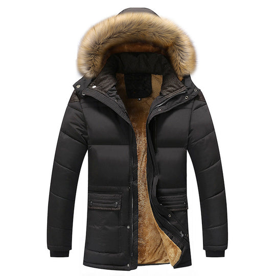 Herren Urbaner Kälteblocker-Parka mit dichter Teddy-Innenfütterung und abnehmbarer Kunstfellkapuze Shop Nory
