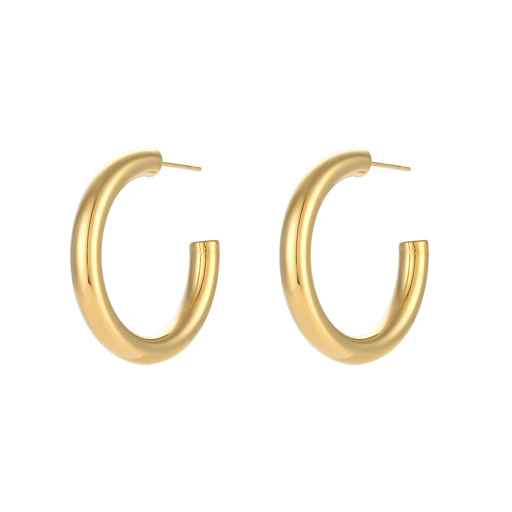 Creolen "Jennifer" breit aus Edelstahl - 18k vergoldet | Shop Nory