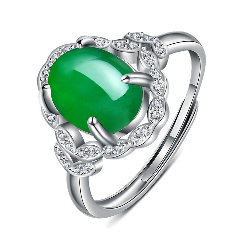 Damenring mit elegantem Jade-Edelstein und funkelndem Zirkonia-Besatz Shop Nory