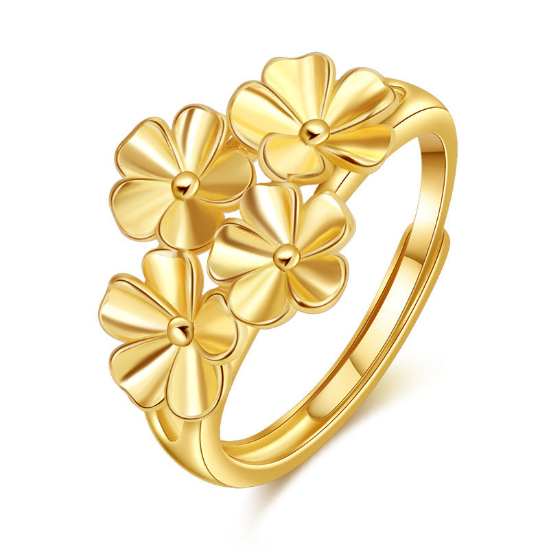 Damenring mit floralem Design und glänzenden Blüten Shop Nory