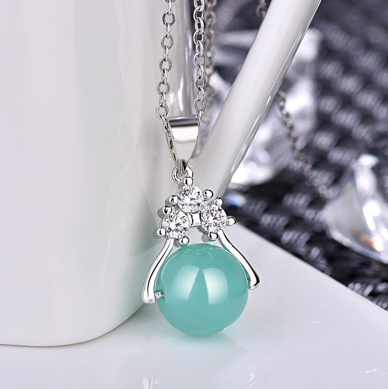 Damen Halskette mit rosa Quarz-Anhänger und funkelndem Zirkonia-Besatz Shop Nory